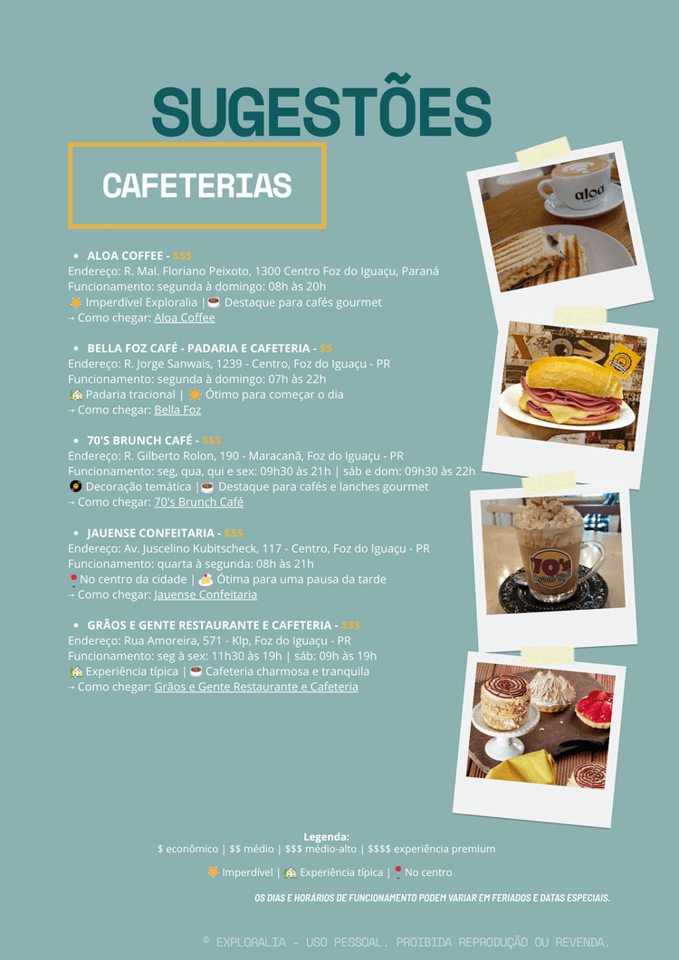 Sugestões de cafeterias