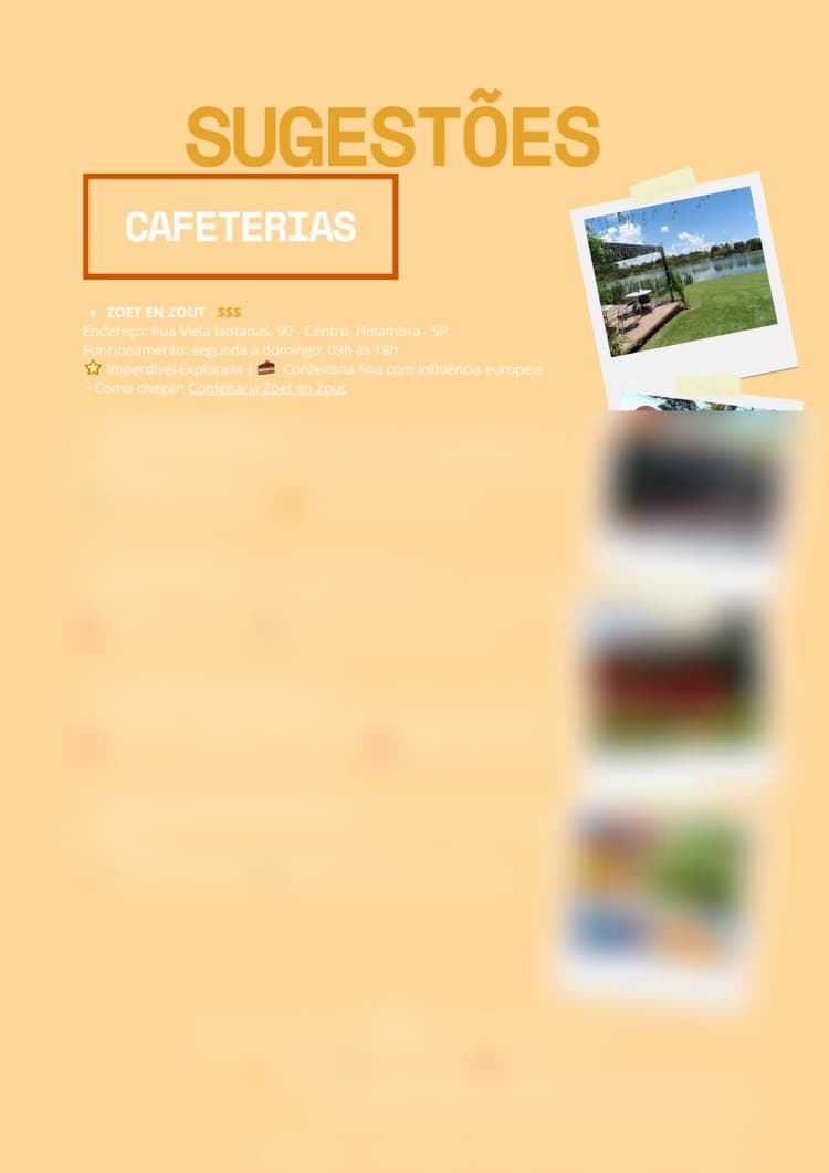 Sugestões de cafeterias