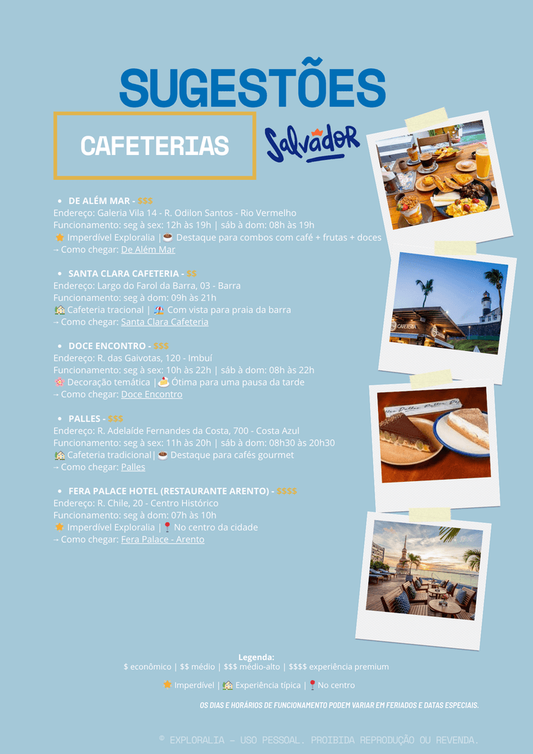 Sugestões de cafeterias