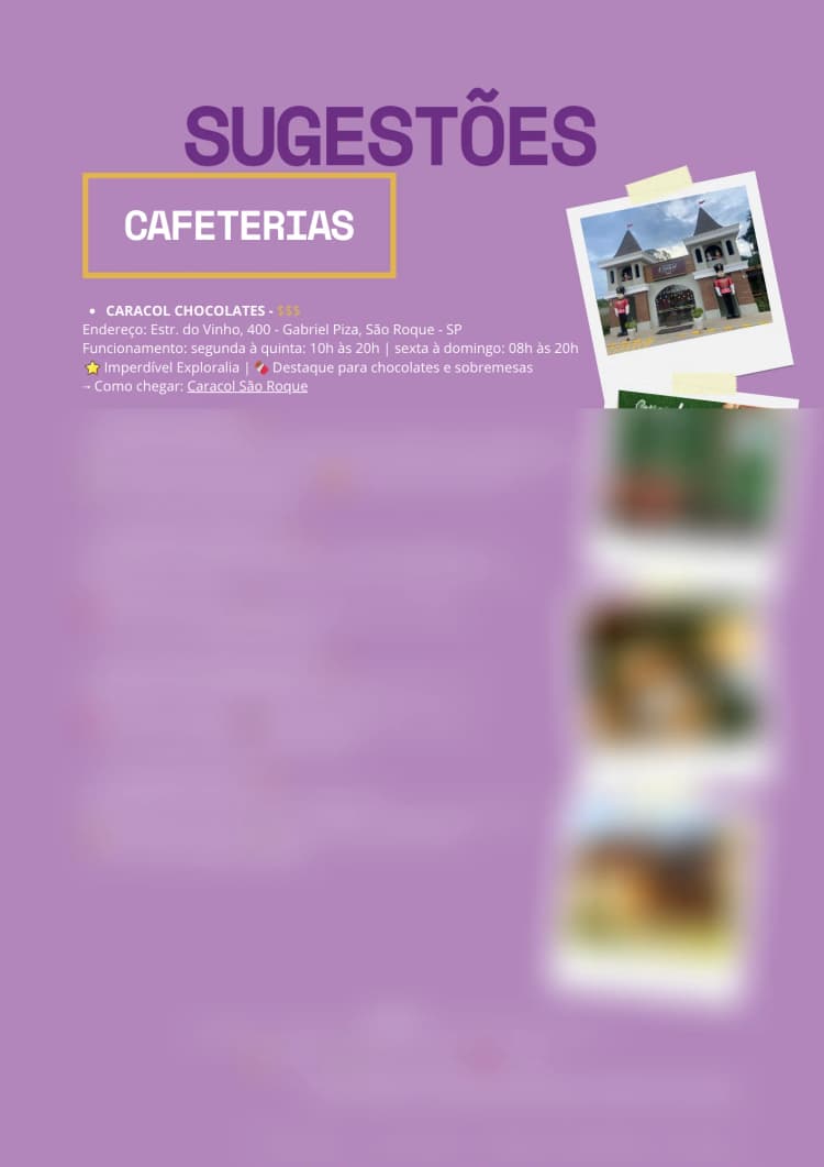 Sugestões de cafeterias