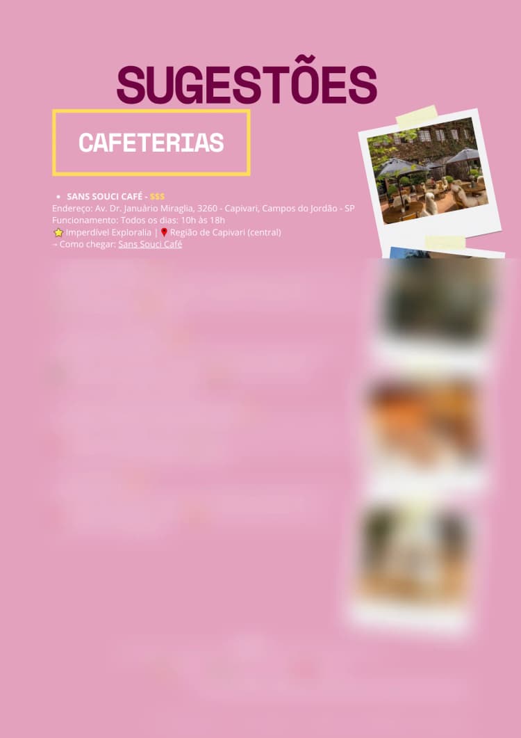 Sugestões de cafeterias